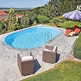 well2wellness® Sunny Pool Ovalbecken Set – Schwimmbecken, Relax Pool, Ovalpool 630 x 360 x 120 cm, Stahlwandpool Komplettset 0,6mm, Innenhülle blau 0,6mm, PVC-Handlauf blau